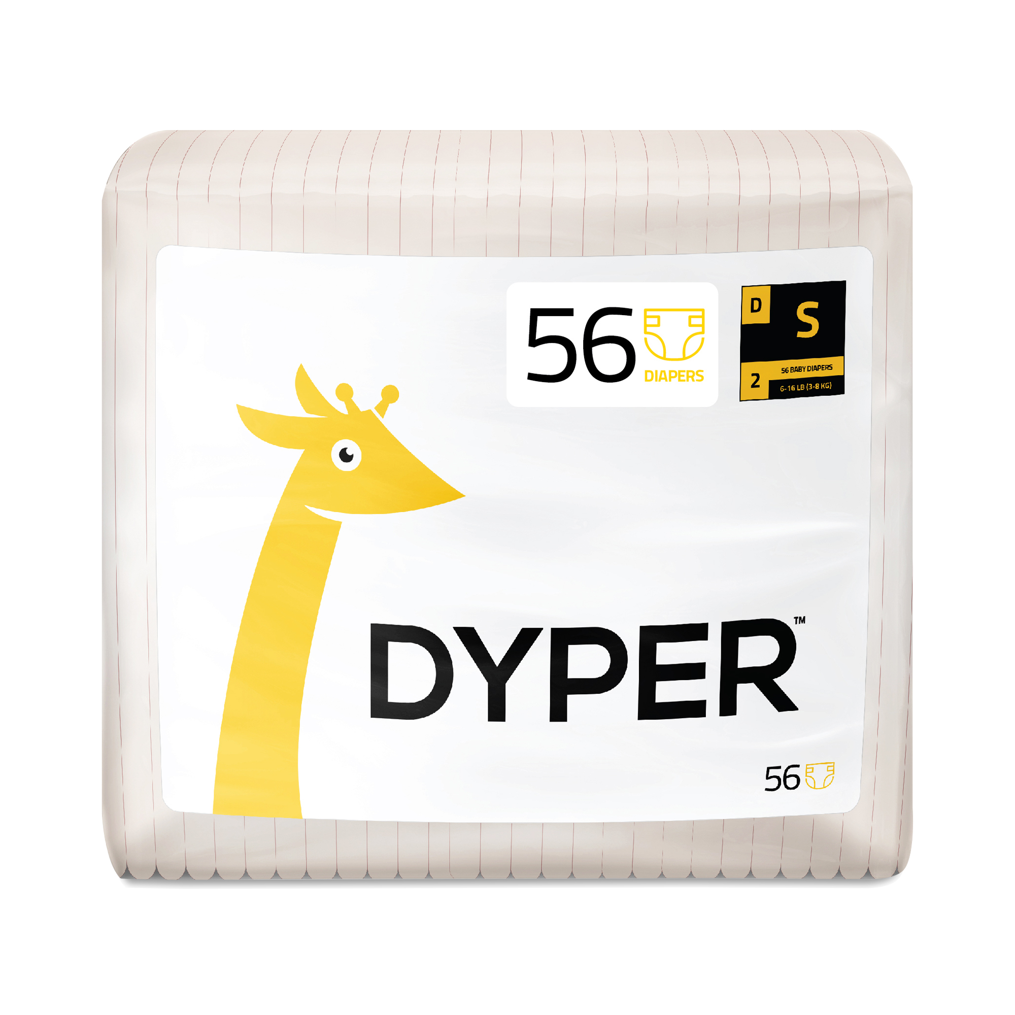 Dyper Bamboo Diapers, Size 2 56 diapers