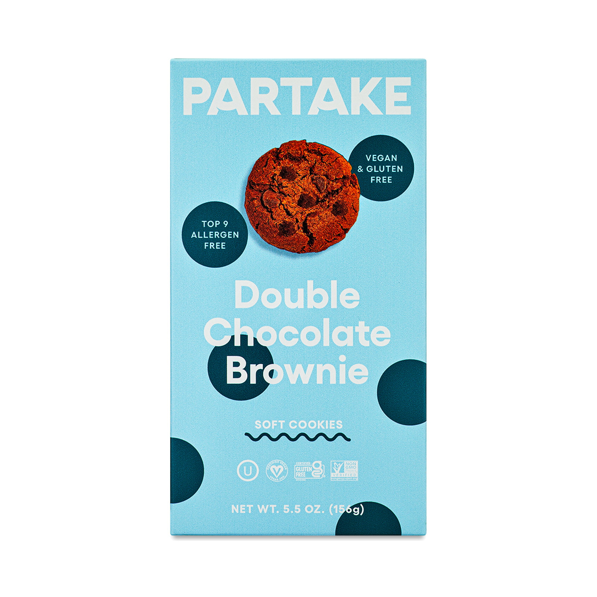 Partake Foods Soft Baked Double Chocolate Brownie Cookies 5.5 oz box