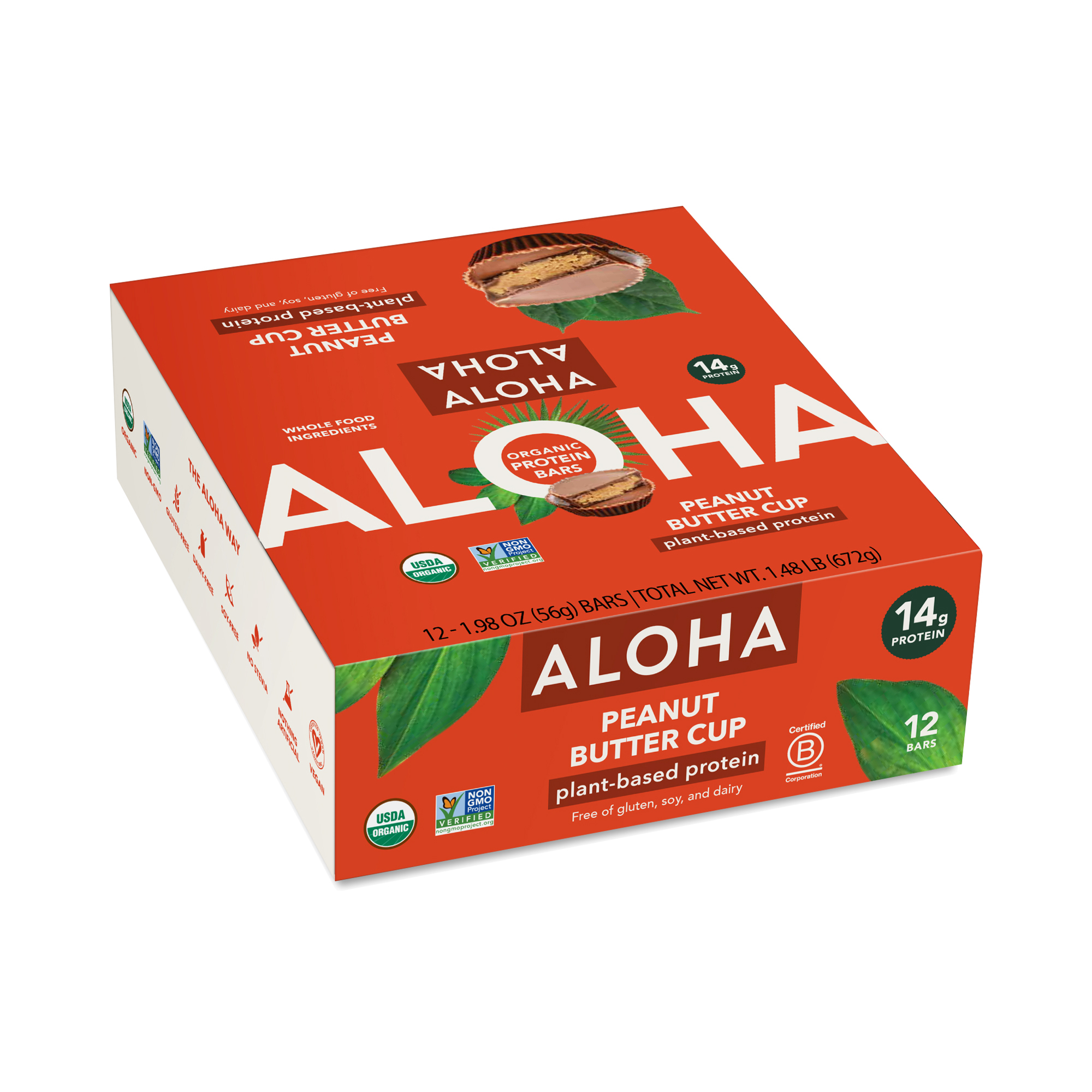 Aloha Protein Bar, Peanut Butter Cup 12 bars (1.9 oz each)