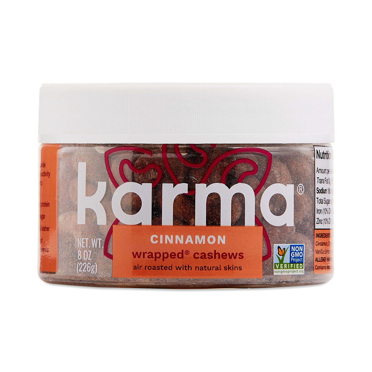 Karma Nuts Wrapped Cashews, Cinnamon 8 oz. jar