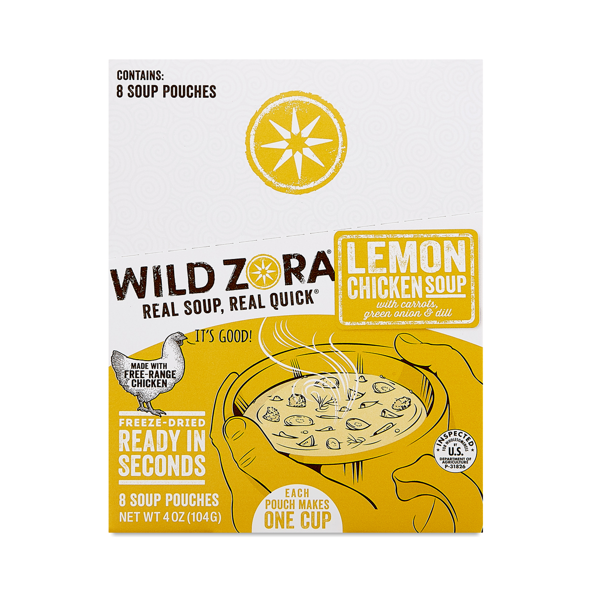 Wild Zora Soup Mix, Lemon Chicken 8 pouches (4 oz each)