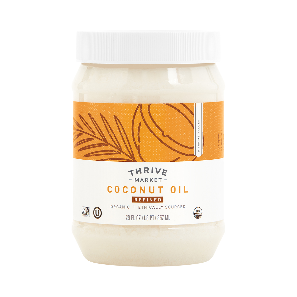 Thrive Market Organic Refined Coconut Oil 29 oz plastic jar