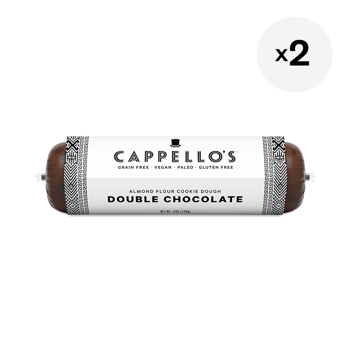 Cappello's Double Chocolate Cookie Dough, 2 Pack 2 x 12 oz tubes