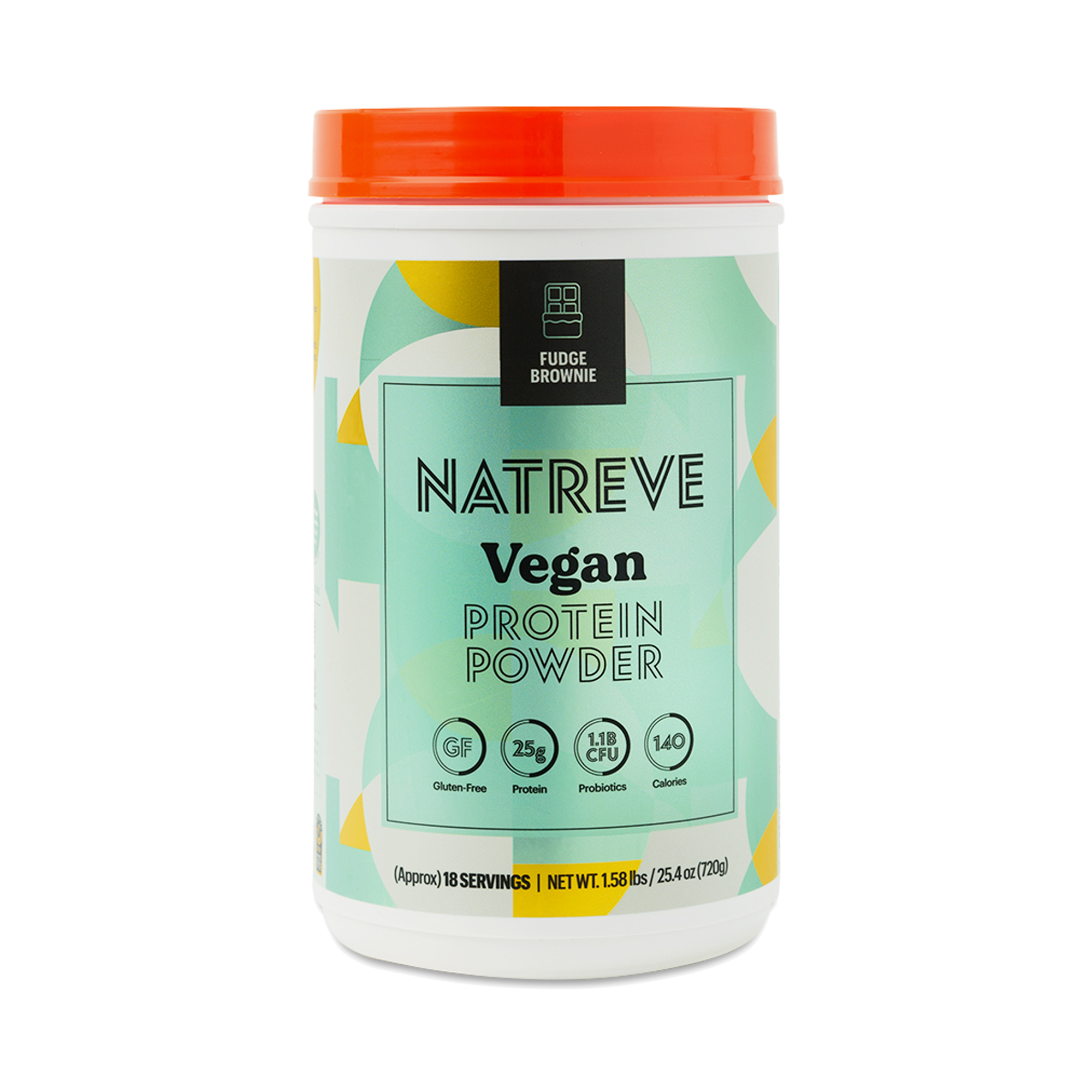 Natreve Vegan Fudge Brownie Protein Powder 23.8 oz tub