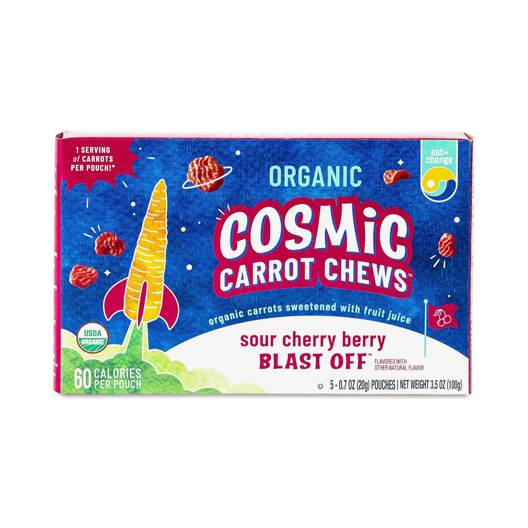 Eat the Change Cosmic Carrot Chews, Sour Cherry Berry 5 pouches (0.7 oz each)
