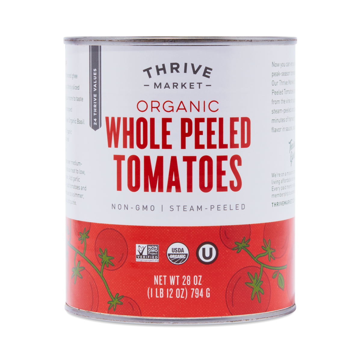 2-Pack Thrive Market Organic Whole Peeled Tomatoes 28 oz can