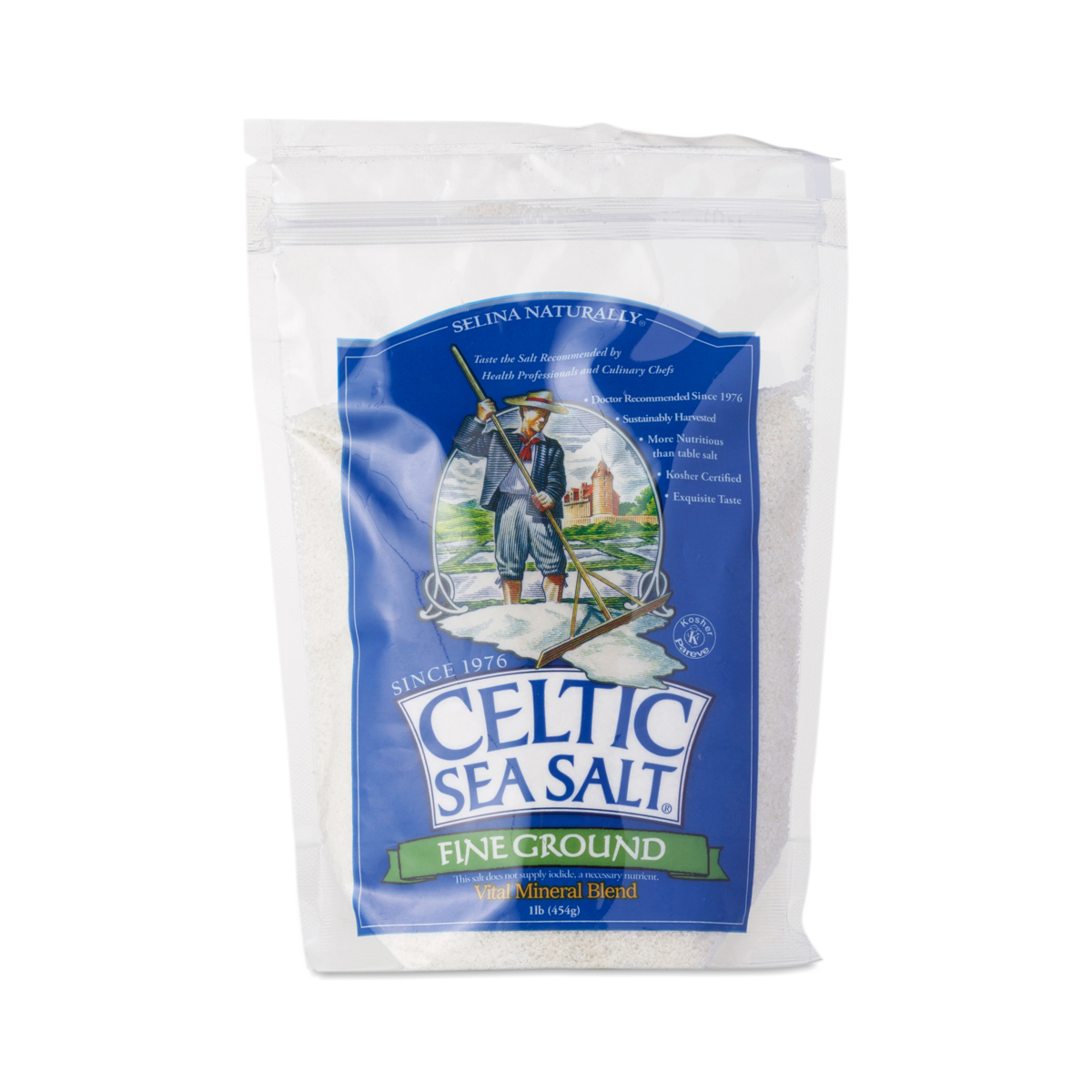 Selina Naturally Celtic Sea Salt, Fine Ground 1 lb pouch