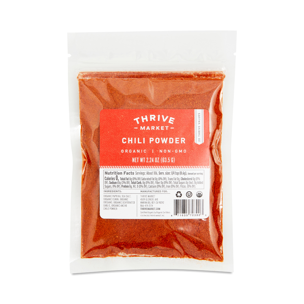 Thrive Market Organic Chili Powder 2.24 oz pouch