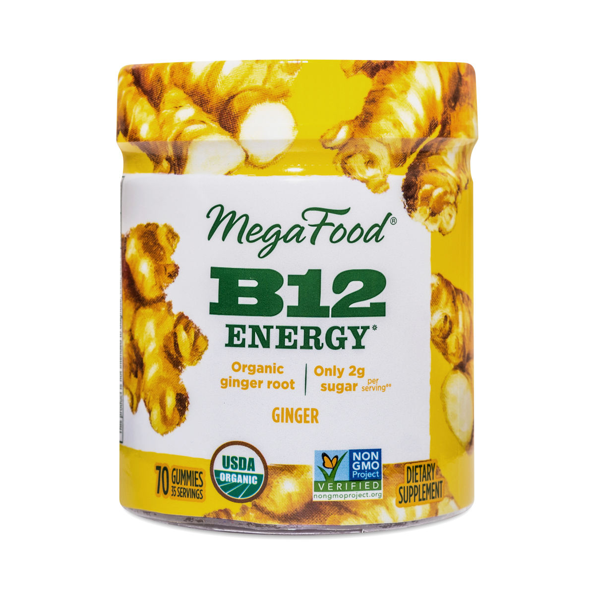 MegaFood B12 Energy Gummies, Ginger 70 count