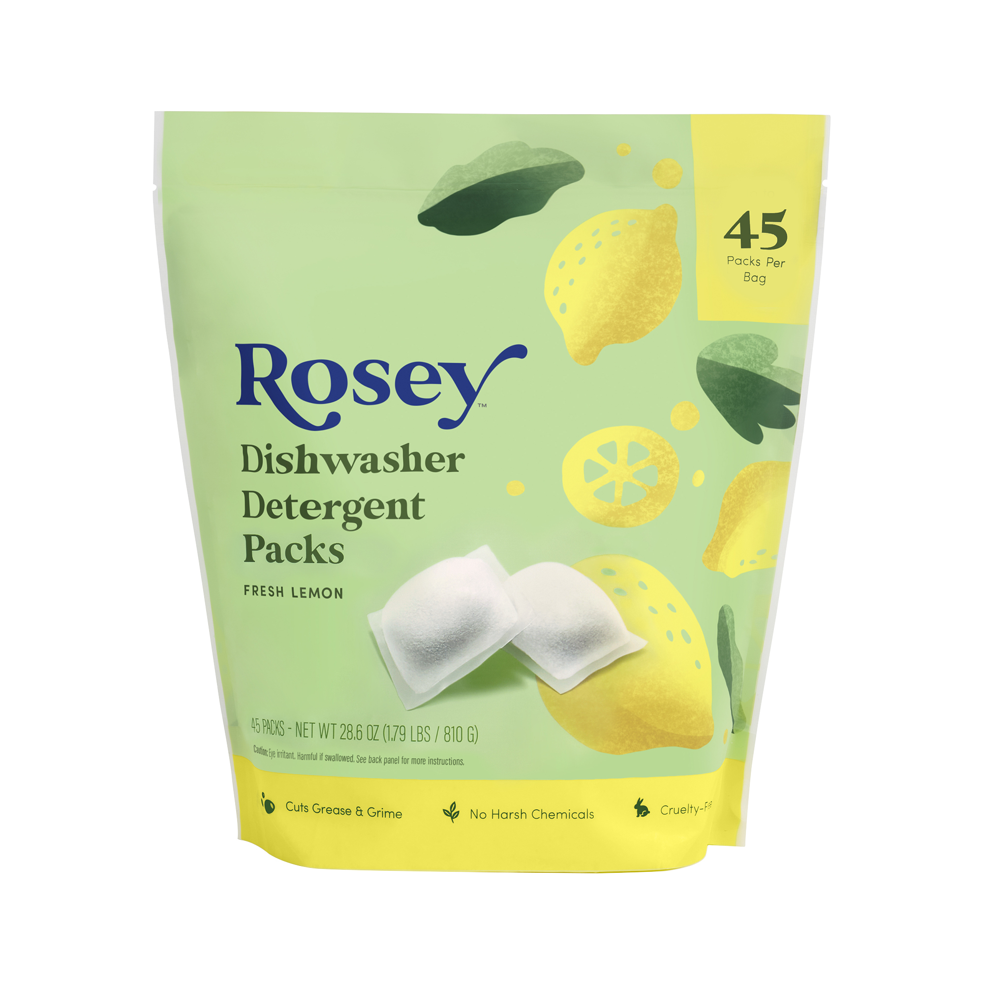 Rosey by Thrive Market Dishwasher Detergent Packs, Fresh Lemon 45 count