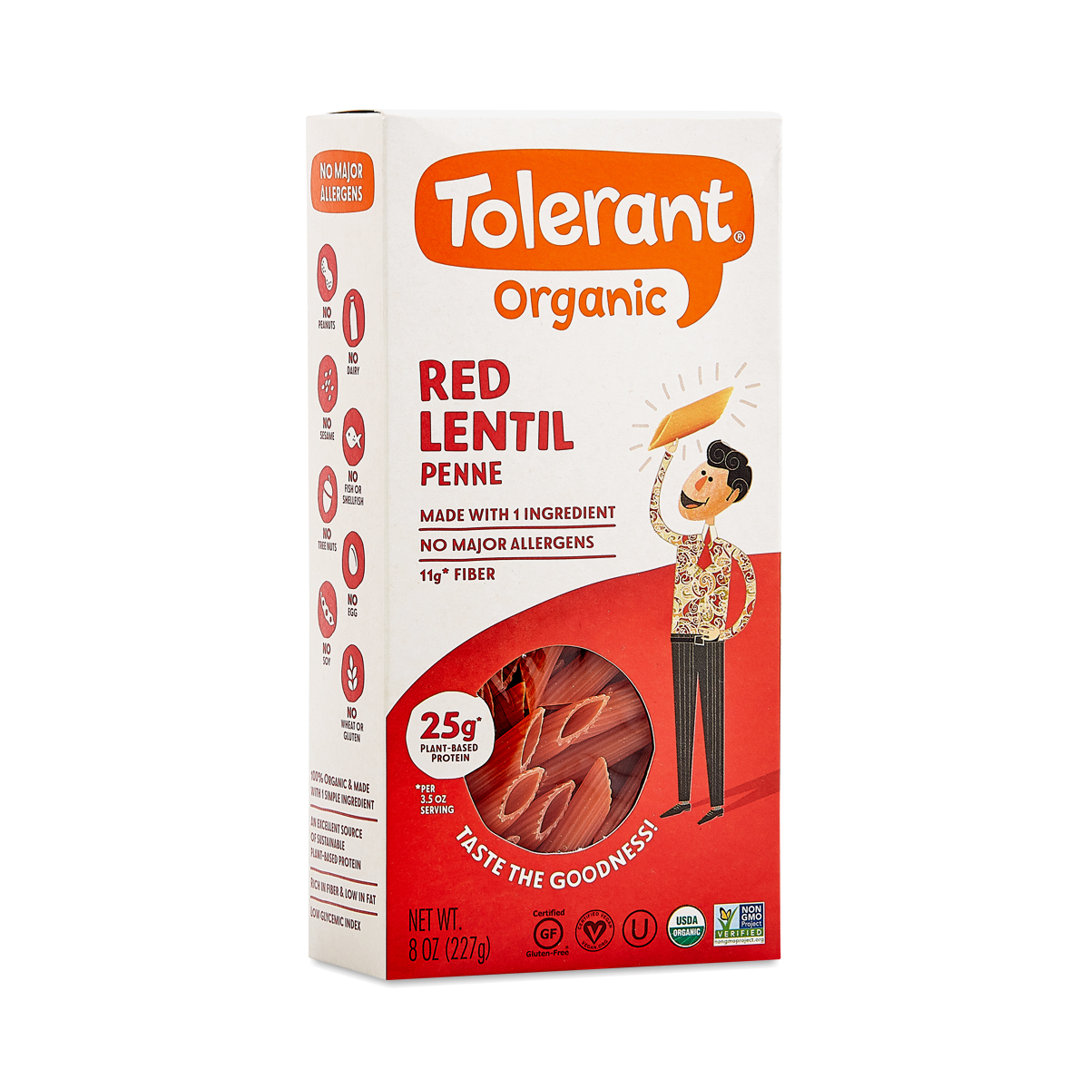 2-Pack Tolerant Organic Red Lentil Penne 8 oz box