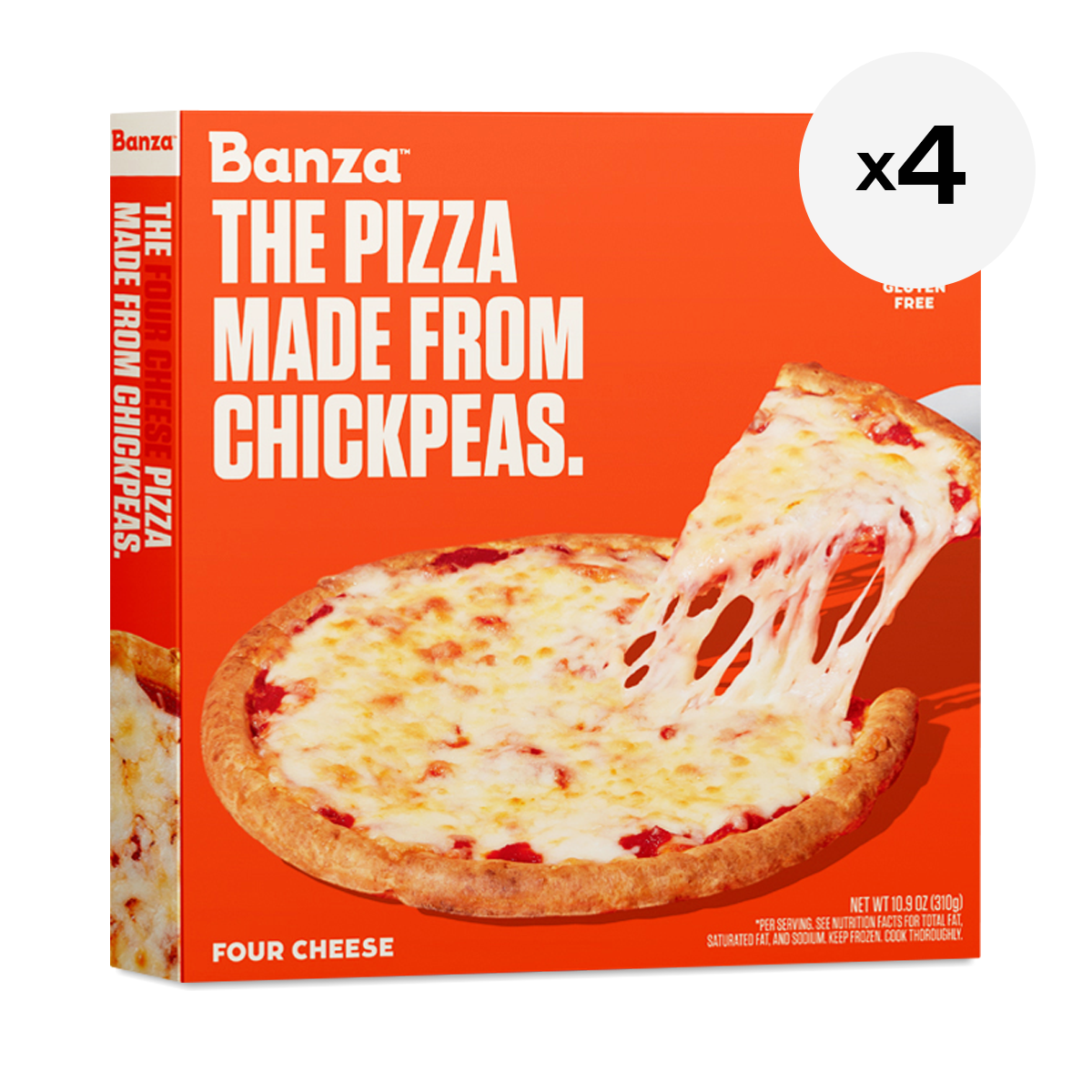 Banza Four Cheese Pizza, 4 Pack 4 x 10.9 oz boxes