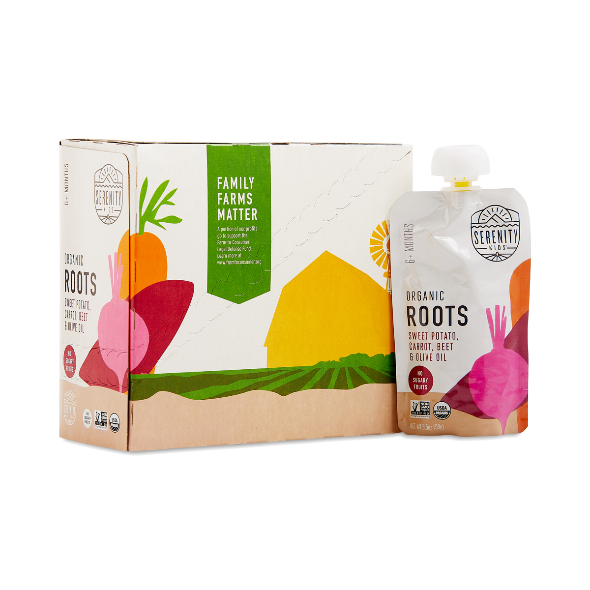 Serenity Kids Organic Roots with Sweet Potato, Carrot, Beet, and Olive Oil Baby Food 6 pouches (3.5 oz each)