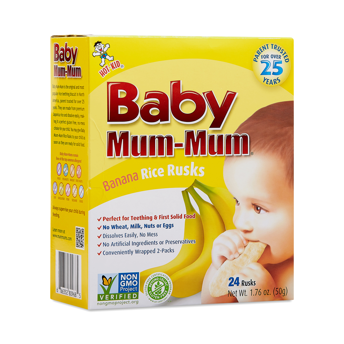2-Pack Hot Kid Baby Mum-Mum Banana Rice Rusks 24 each